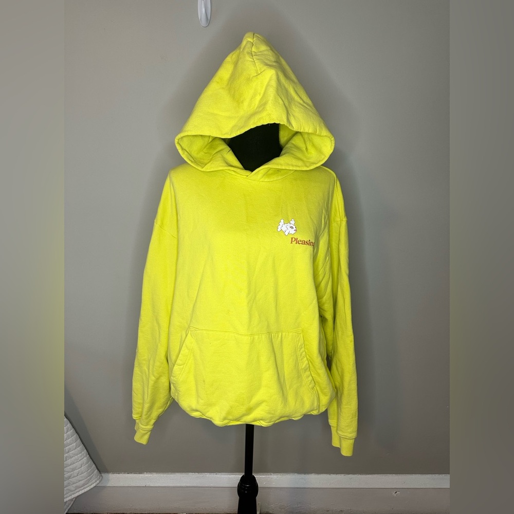 Pleasing | Yellow Hoodie with Fish Logo size medium